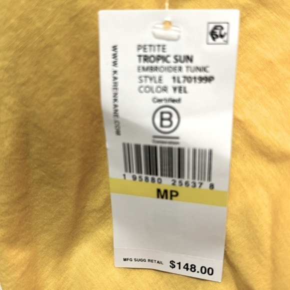 Karen Kane 💯 cotton voile tunic top. Embroidery.3/4 length sleeves. Size M. - Picture 5 of 5